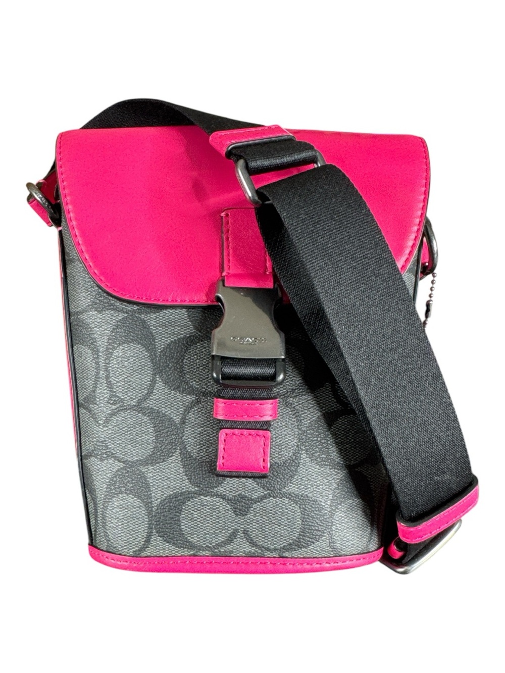 COACH Original Rose Black Signature Collection Track Small Crossbody - Picture 2 of 8